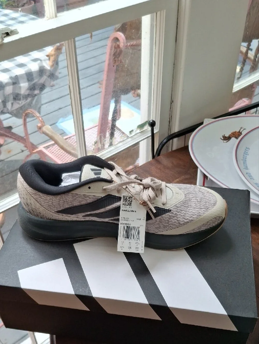 adidas Beige and Black Mesh Running Shoe